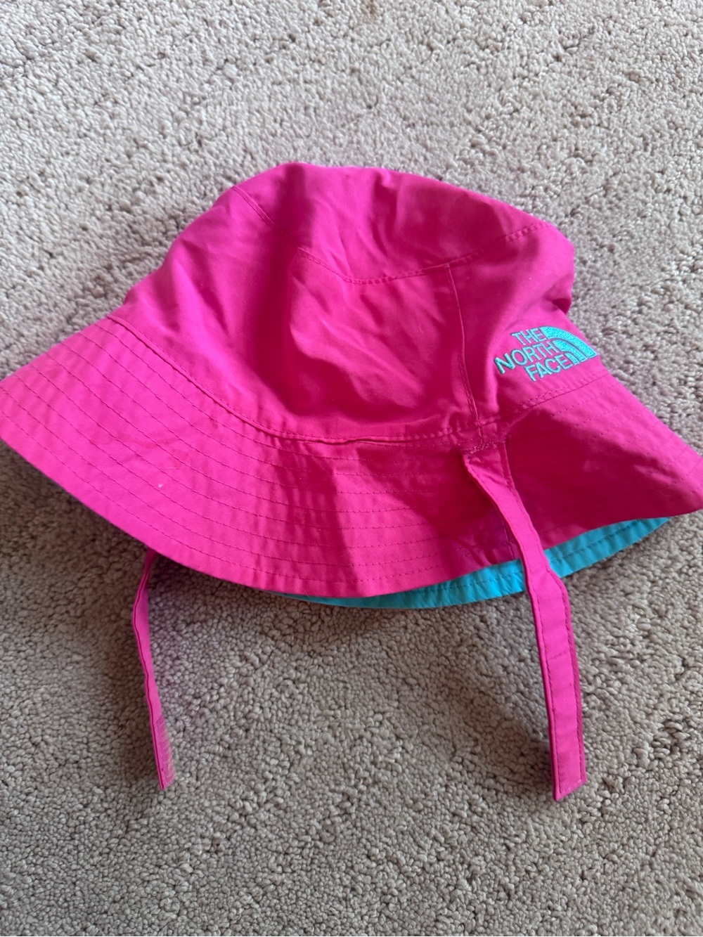 The North Face Kids Pink Bucket Hat with Teal Trim